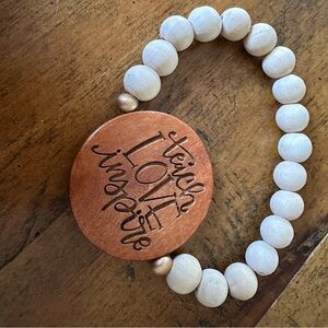 Wooden Beaded Bracelet with Inspirational Charm